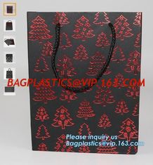 China personalized luxury logo printed paper carrier packaging bag with window,Logo Printed Black Advertising Shopping Promoti supplier