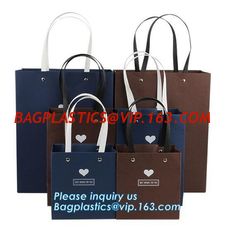 China Luxury custom desgin hot stamping satin ribbon bow beauty gift paper shopping carrier bag with handle, bagplastics pac supplier