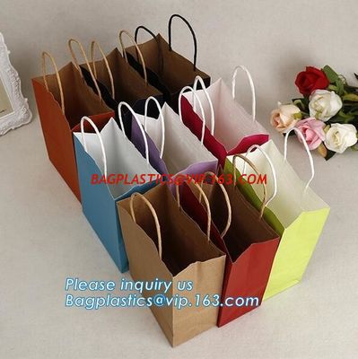 China brown kraft carrier gift paper bag with twisted handle,elegant paper carrier bag with black logo printing, bagease pack supplier