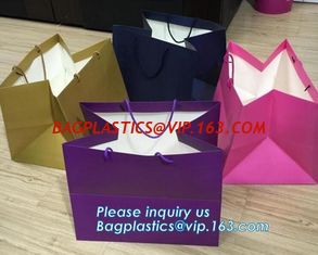 China Laminated Customized Luxury Retail Shopping Packaging Logo Gold foil Paper Bags For Clothes / Clothing with Ribbon Bow supplier