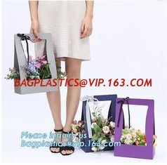 China Custom paper bag with handle coated white paper bag printing pattern flower carrier bag,Flower carrier paper bags with d supplier