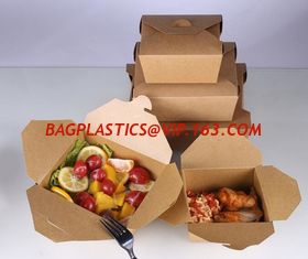 China Brown Kraft Paper Takeout Lunch Containers Box,Eco friendly food grade disposable kraft paper lunch box bagease package supplier