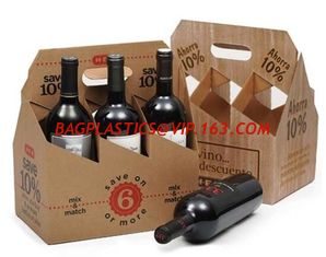 China Wholesale custom color printed cardboard corrugated carton wine 6 bottle paper carrier box,craft cardboard bottle 4 pack supplier