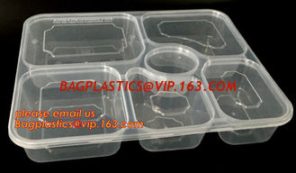 China Disposable biodegradable plastic fiffin lunch box,compartment lunch box with lid,clamshell food packaging macaron pp bli supplier