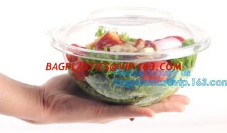 China 1250ml Clear Round Disposable Large PET Plastic Fruit Salad Bowl with Lid Packaging Cup,Disposable PET Plastic Salad Bow supplier