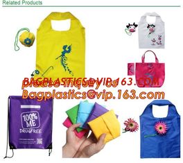 China Cheap Cute Reusable Bags bolsas ecologicas plegables Printing Foldable Polyester Drawstring Shopping Bags bagplastics ba supplier