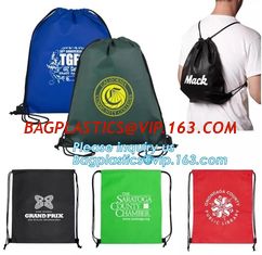 China New recycled pp woven bag custom foldable polyester shopping bags,Hot Sales Gym Bag Drawstring 210d Polyester Drawstring supplier