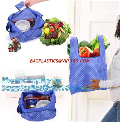 China Logo printed eco friendly reusable polyester folding shopping bag for promotion,Polyester Drawstring Bag/ Promotional dr supplier