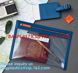 China Eco-friendly promotion gifts PVC colorful passport bag,Clear Passport Bag and ID badge holder with neck lanyard bagease supplier