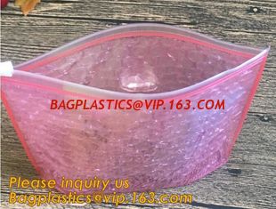 China Holographic Zipper Slider Zip Lock Bubble Bag,Cosmetic Zipper Bag/Rose Gold Slider Bubble Bag with Logo,Slider Bubble Zi supplier