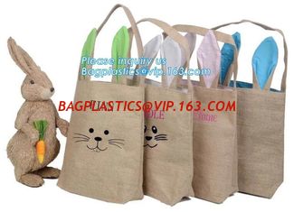 China burlap easter tote, bunny ear kid Jute Shopping Bag With Leather Handles,cambric bag,Custom logo jute tote shopping bag supplier