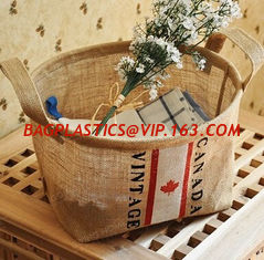 China Amazon Hot Sales Fashion Household Foldable Eco Friendly Durable Jute Storage Organizer Basket,large capacity Cotton Lin supplier