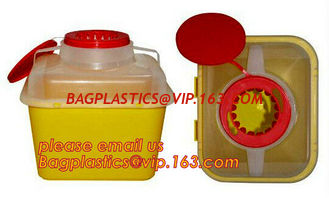 China Hospital Medical Waste Box Disposable Plastic Sharp Container,yellow round shape 0.8L 2L 4L 6L bio medical waste bin squ supplier