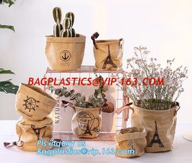 China colorful gold TYVEK washable paper garden pots flower pot storage bag,Washable Kraft Paper planter ,kraft paper planter supplier