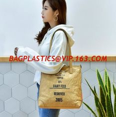 China washable paper tote bag,hot sale washable paper tote bag, Brown washable kraft paper shopping bag,foldable washable kraf supplier