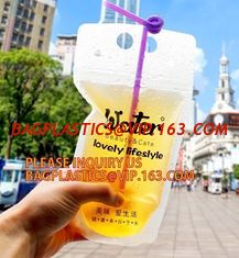 China stand up reclosable drinking pouches cold drink k bag with straw,Beveragereusable Kids Snack Zip Lock Juice Drink supplier