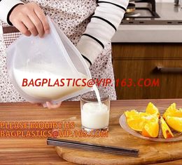 China Reusable Food grade Silicone Vacuum Food Fresh Bags Wraps Fridge Containers Refrigerator Bag silicone food storage bag supplier