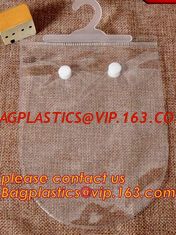 China reusable transparent hanger hook plastic bags,degradable d2w hdpe/ldpe die cut / punch handle plastic door hanger bags supplier