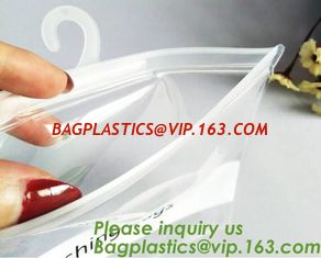 China hanger bag with zip lock on the top,Frosted k bag EVA PVC hanger bag for clothes, EVA frost drawstring bag, Froste supplier