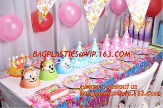 China cartoon theme party for kids happy birthday party tableware, Festival Pink Tablecover Supply,Transparent Rectangle Kitch supplier