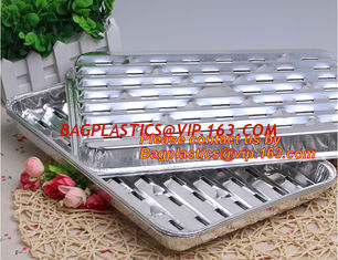 China disposable roasting aluminum foil BBQ pan,Foil BBQ grill pan with hole Turkey pan Outdoor Barbecue roaster tray for food supplier