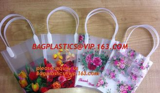 China PP Trapezidal Rectangular Flower Package Bags,PP Flower Plastic Carry Bag with Tube Handle,flower pot bag printing PP pl supplier