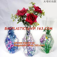 China artificial foldable pvc decorative wedding plastic vase,pp plastic flower sleeve bag,pp transparent flower single rose s supplier