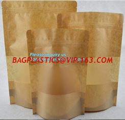 China Square Bottom Gusseted Resealable Kraft Paper Stand Up Pouch Rice Packaging Bag With Zipper And Window supplier