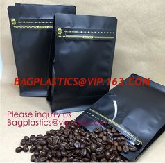 China Aluminum Foil Gusset Square Block Flat Bottom Coffee Bag With Valve, Protein Food Packaging Bag supplier