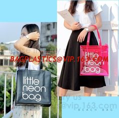 China Fashion Clear Pvc Beach Tote Bag For Women,Clear Tote Bags PVC Beach Tote Bag With Black Webbing Handle Bag supplier