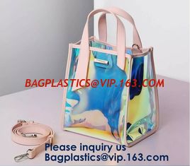 China Women Clear Transparent Rainbow Hologram Cosmetic Makeup Travel Wash Clutch Bag,PVC PU Laser Transparent Travel Toiletri supplier