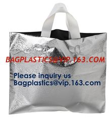 China PLA COMPOSTABLE Biodegradable Plastic Trifold Handle Bag For Shopping Market, CLEAR FROSTED SOFT LOOP SHOPPER BAG supplier
