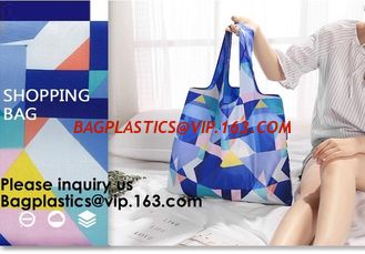 China Promotional Reusable Custom Design Colorful Polyester Folding Tote Shopping Bag,Portable Recycled Polyester Nylon Reusab supplier