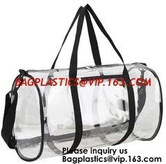 China Clear Duffel Gym Bag Transparent PVC Carry Bag With Shoulder Strap,Cosmetic Carry Bag Magnet Pockets Detachable Shoulder supplier