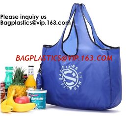 China Printing Logo Polyester Handled Foldable Tote Bag With Snap Closure Foldable Bag Pocket Folding Nylon Shopping Bag supplier
