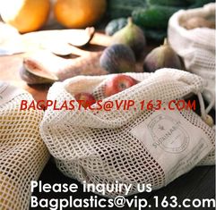 China Bulk Cheap Shopping Mesh Cotton Bag for Fruits Vegetable Grocery Shopping Mesh Net Braided Bags Pure Organic Cotton Eco supplier