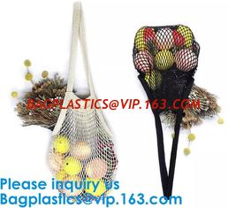 China Organic Pure Cotton String Net Tote Shopping Bag with Long Handle Durable Washable Logo Customize Shopping Handbag Large supplier