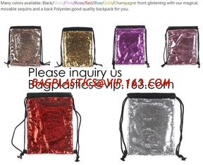 China Fashion Bling Sublimation Strapping Sequin Drawstring Backpack Bag,Glitter Mermaid Flip Sequin Bag Outdoor Shoulder Reversib supplier