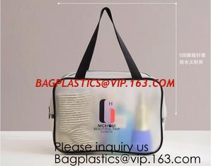 China Travel Transparent Pvc Toilet Cosmetic Bag Clear Make Up Pouch,Waterproof Custom Logo Geometric Black Pouches Cosmetic B supplier
