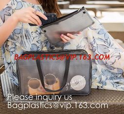 China Compact Multi-purpose Handbag-style Transparent Glitter Cosmetic Pouch with Zipper Pocket on the Back, bagease, bagplast supplier