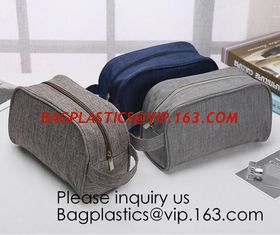 China Cosmetic Toiletry Bag Mens Canvas Leather Travel Kit Wash Makeup Bag,organic cotton canvas makeup bag with zipper make-u supplier