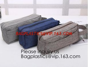 China Wholesale Men Vintage Zipper Cosmetic Bag Leather Wash Cotton Canvas Makeup Bag Toiletry Bag, bagease, bagplastics supplier