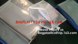 China PVC A4/A5/A3 Waterproof Mesh Transparent Zipper File Folder Bag,A4 Double Zipper Mesh File Storage Bag With Color supplier