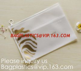 China Fashion Letter Frosted Transparent PVC Eva Clothing Underwear Zipper Bag With Logo,Eco Friendly Pink Clear Eva Makeup Ba supplier