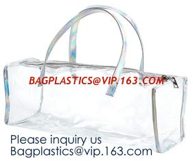 China Clear PVC Shopper Tote Bags,Tote Shopping Pvc Material Bag With Logo,Beverage Package,Shopper Tote Bag with Small Pouch supplier