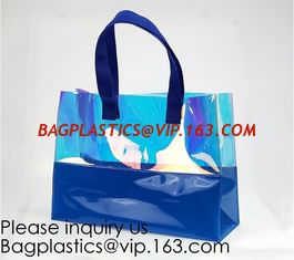 China Vinyl Transparent PVC Gusset Bag Plastic Tote Shopping Bag For Packaging TPU Laser Makeup Handbag PVC Cosmetic Shopping supplier