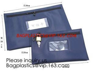 China Portable Bank Bag Zipper Leather Security Deposit Bag With Name Card Pocket Bank Locking Document Security Bag Deposit B supplier