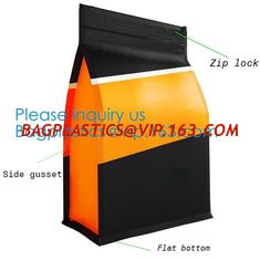 China Side Sealed Square Flat Box Bottom Coffee Packaging Bags,Side Seal Gusset Food Grade Packaging Bags With Ziplock Organic supplier