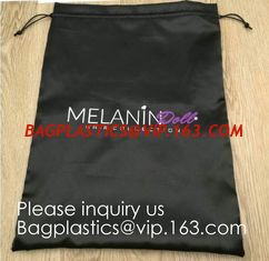 China Large Black Satin Dust bag,Rose Gold Satin Drawstring Bag For Jewelry,Black Satin Drawstring Bag With Gold Printing supplier