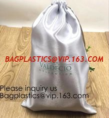 China Satin Cosmetic Bag With Printing,Silver Satin Hair Collection Bag,Drawstring bag For Hair Packaging Dust Bag For Shoe supplier